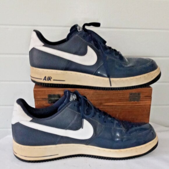 Nike Air Force 1 Men’s Sz 14 Navy Blue Patent Leather 315122-410 Sneakers - Picture 1 of 11